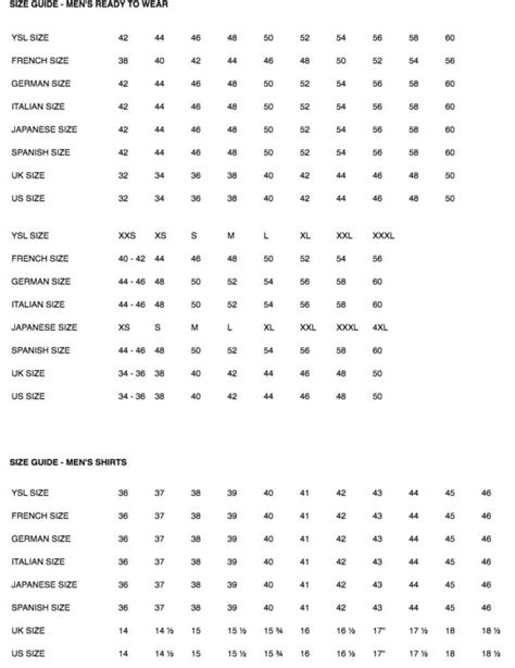 ysl shirt size guide|st laurent size guide.